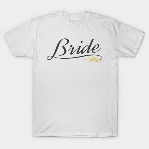 Bride with Gold Rings Wedding Calligraphy T-Shirt by Jasmine Anderson